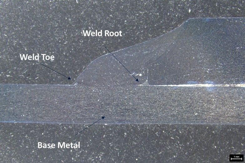 Etched weld microsection