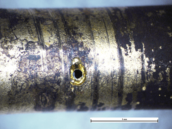Brass fitting used in a hot water system showing isolated and grouped pitting corrosion damage .2 | Pitting Corrosion