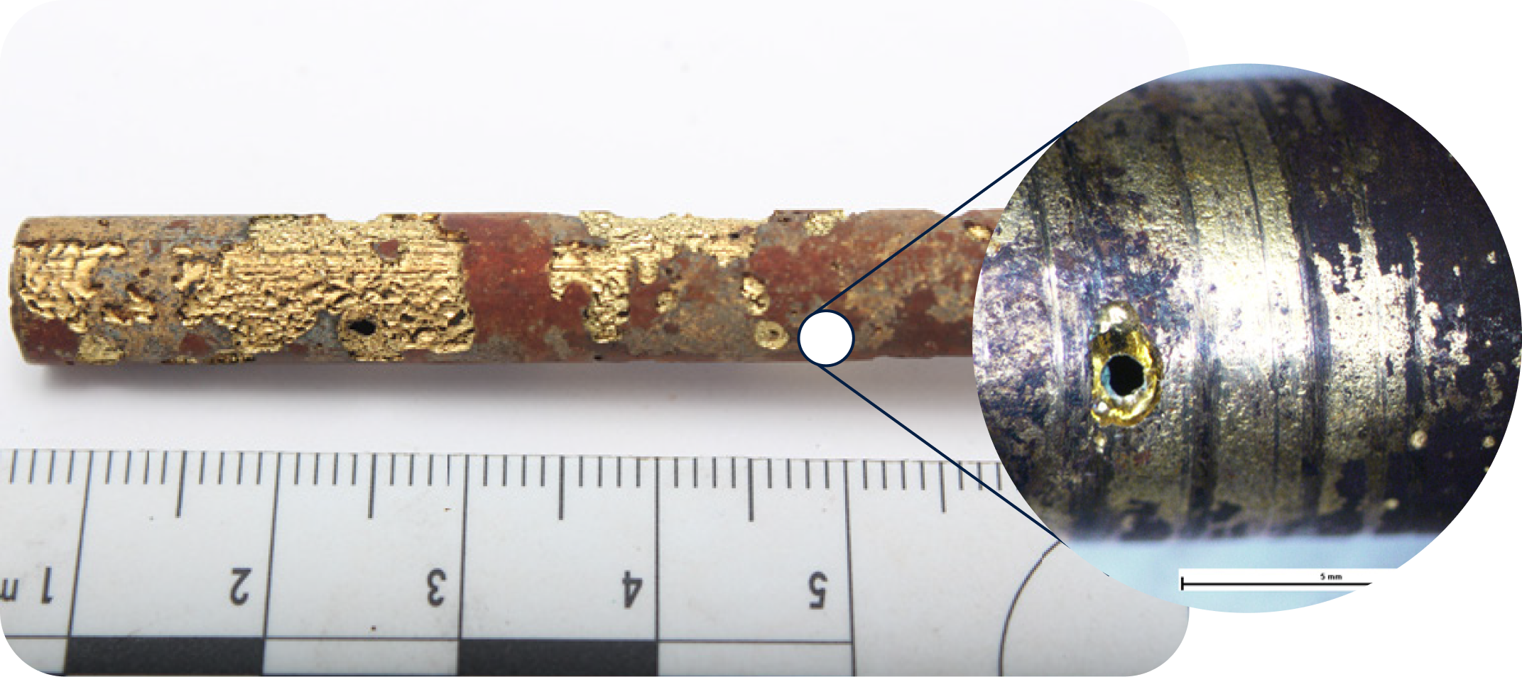 Brass fitting used in a hot water system showing isolated and grouped pitting corrosion damage | Pitting Corrosion